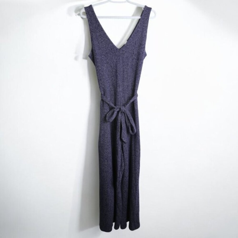 Gap Ribbed Belt-Tie V Neck Knitted Wide Leg Sleeveless Jumpsuit Size Medium